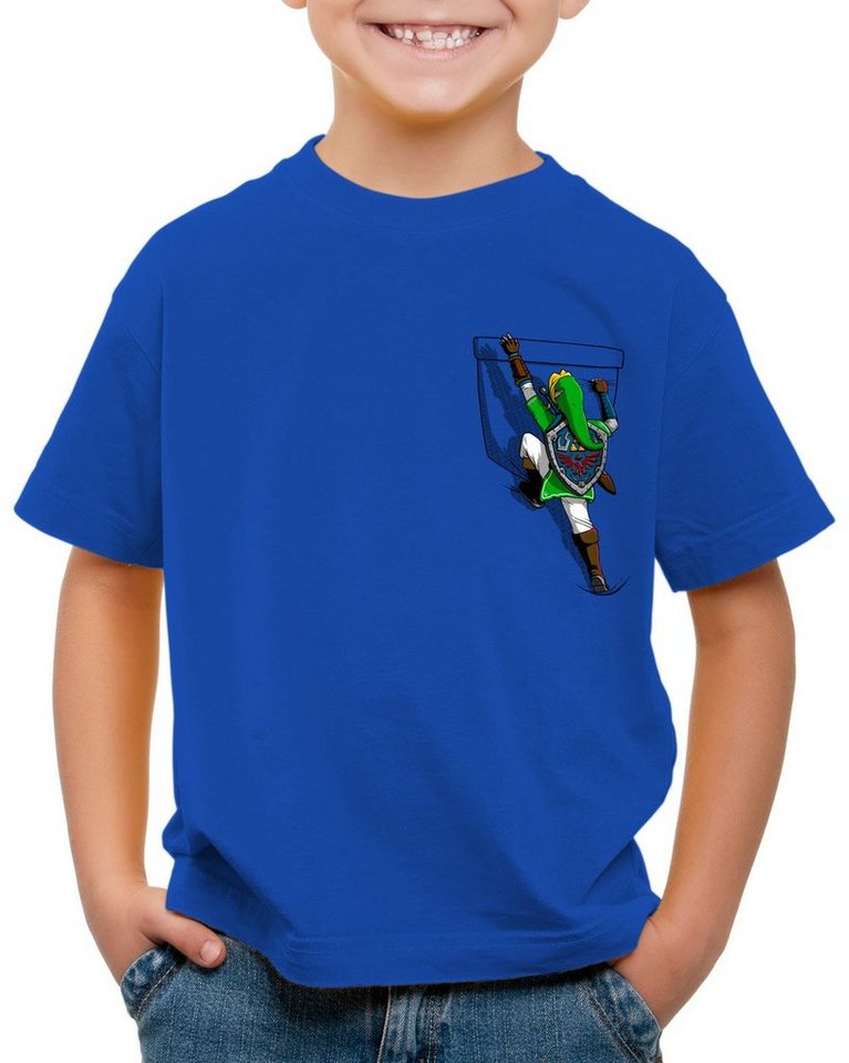 style3 Print-Shirt Kinder T-Shirt Link Brusttasche wild switch the breath of snes ocarina von style3