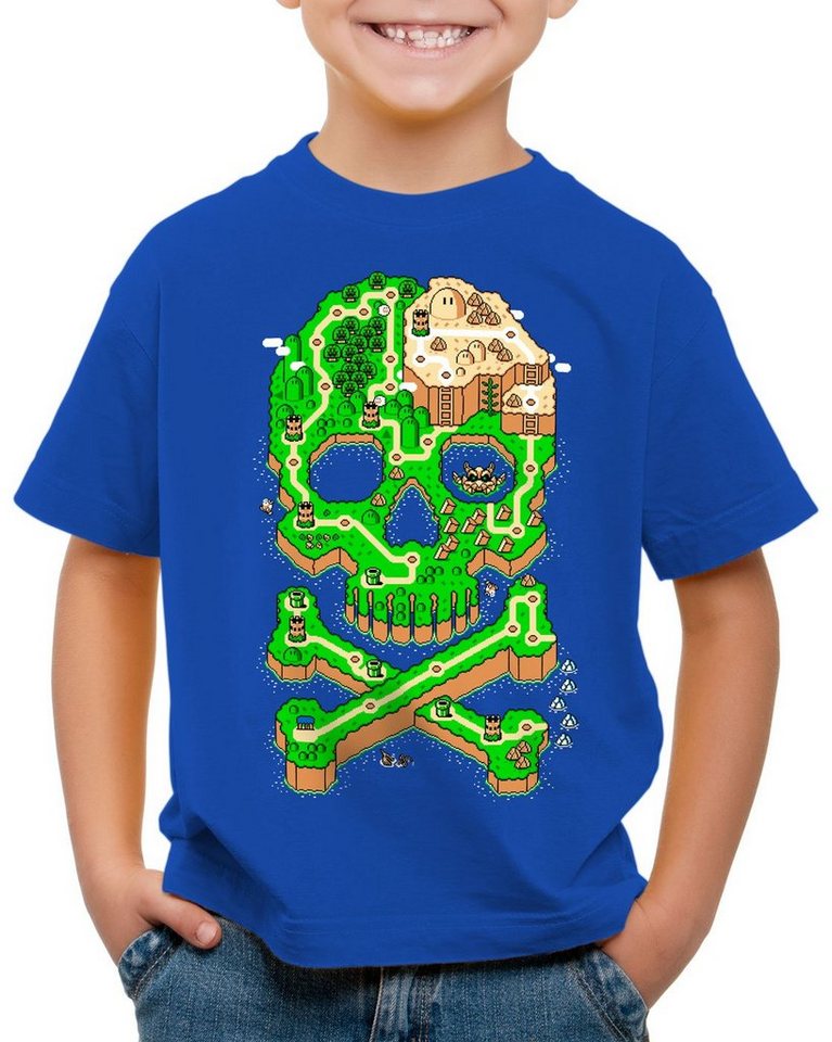 style3 Print-Shirt Kinder T-Shirt Mario Skull totenkopf videospiel konsole super world von style3