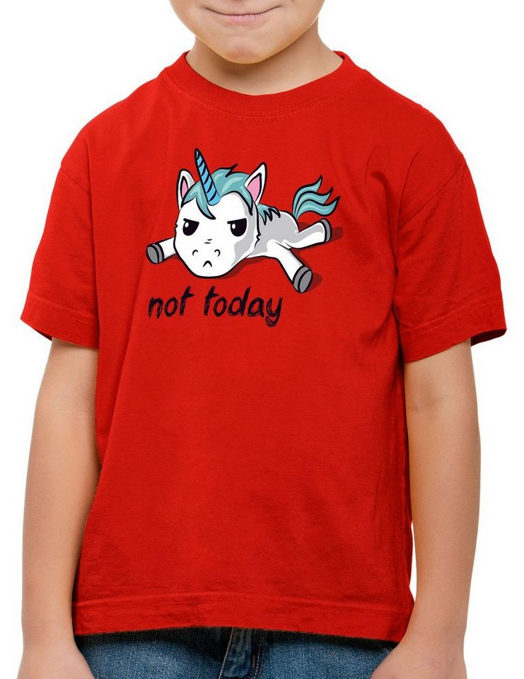 style3 Print-Shirt Kinder T-Shirt Not today Unicorn Einhorn fun spruch nicht heute faul funshirt von style3