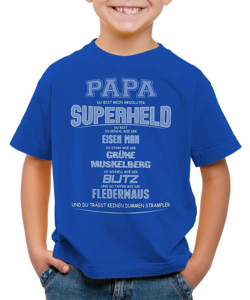 style3 Print-Shirt Kinder T-Shirt Papa Superheld Super Held Hero Fun Funshirt Spruch Vater Vatertag von style3