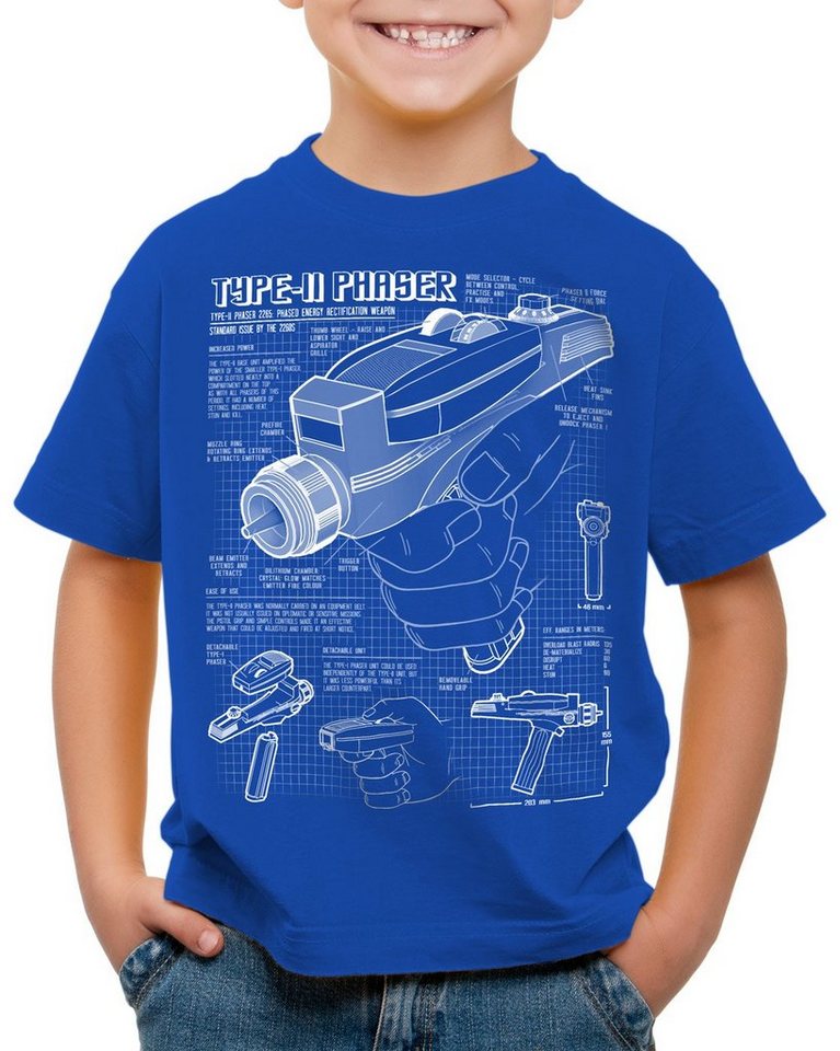style3 Print-Shirt Kinder T-Shirt Phaser 2265 Blaupause NCC-1701 trek trekkie star von style3