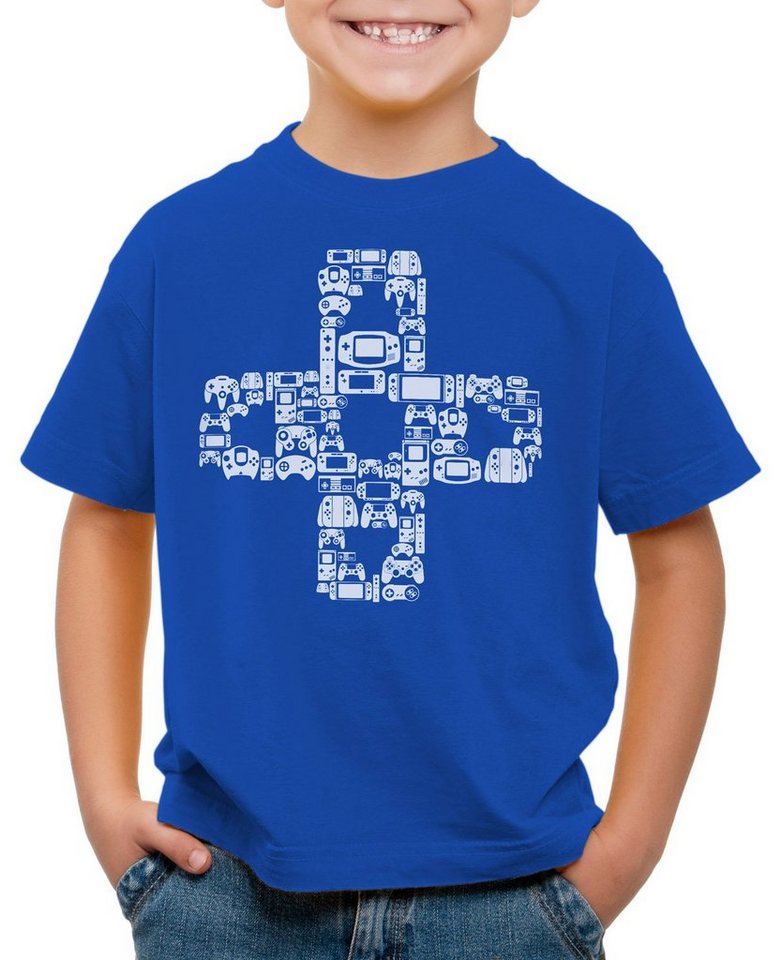 style3 Print-Shirt Kinder T-Shirt Play Steuerkreuz Gamer Game Kontroller mario zelda Konsole Boy von style3