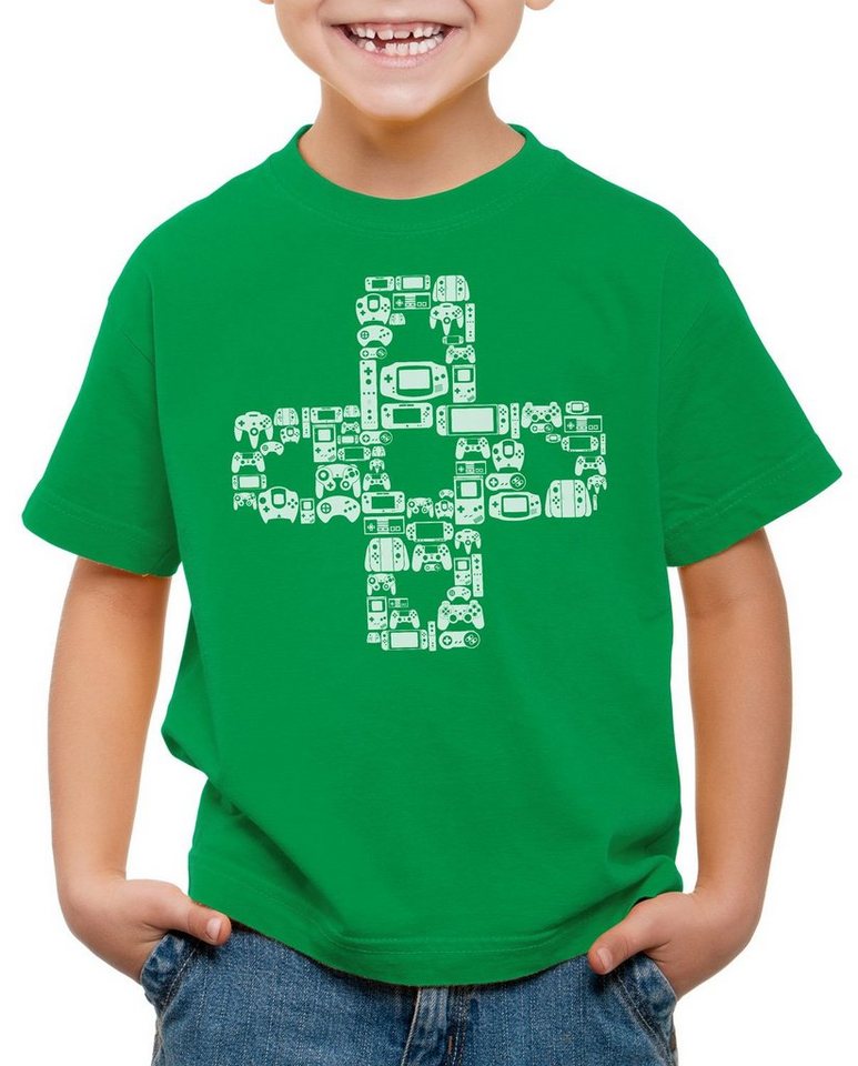 style3 Print-Shirt Kinder T-Shirt Play Steuerkreuz Gamer Game Kontroller mario zelda Konsole Boy von style3