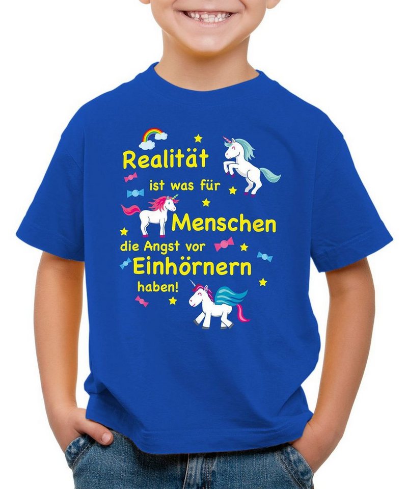 style3 Print-Shirt Kinder T-Shirt Realität ist für Menschen Angst Einhörnern haben Unicorn Einhorn von style3