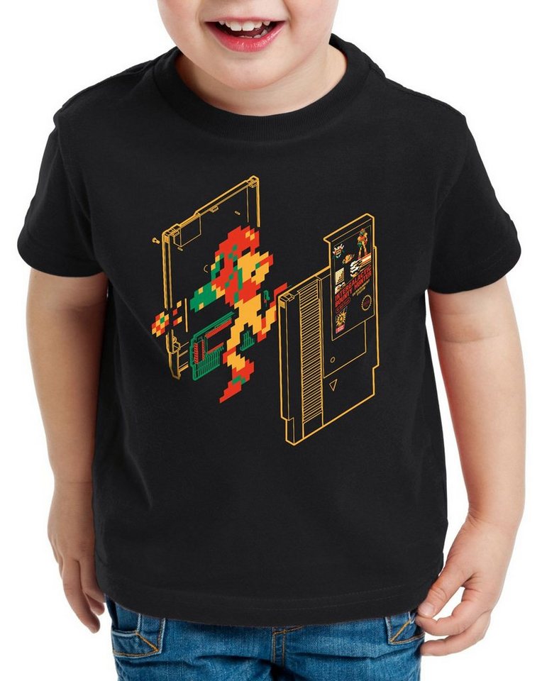 style3 Print-Shirt Kinder T-Shirt Retro Samus classic gamer switch nes 8-Bit von style3