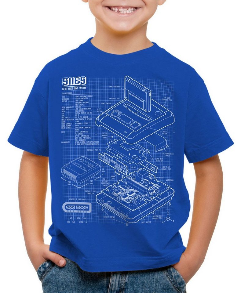 style3 Print-Shirt Kinder T-Shirt SNES Blaupause 16-Bit Videospiel von style3