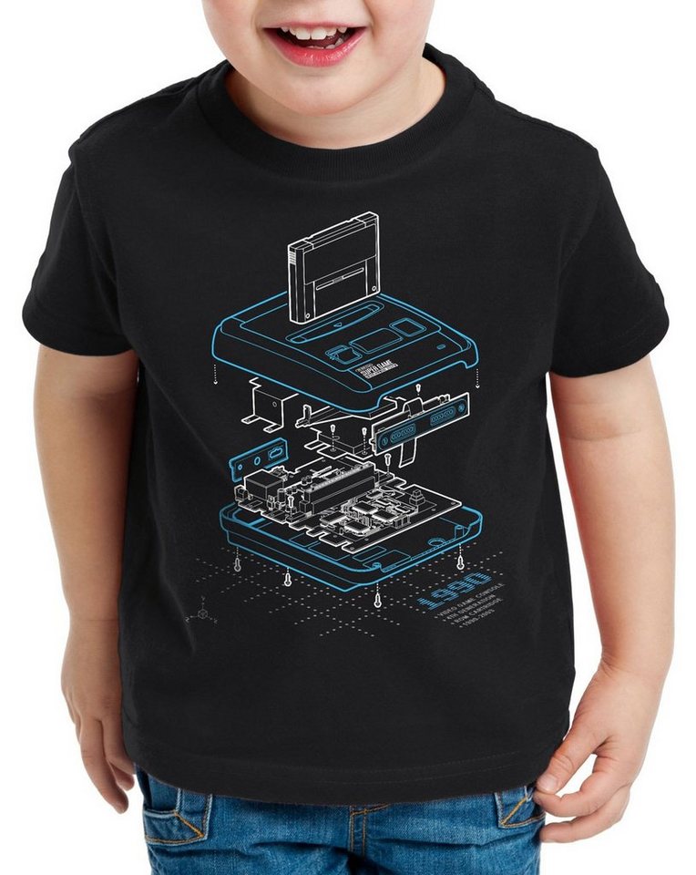 style3 Print-Shirt Kinder T-Shirt SNES anno 1990 classic gamer 16-Bit videospiel retro von style3