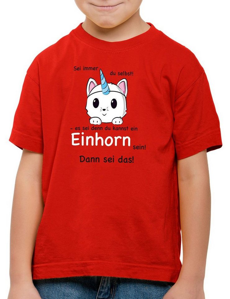 style3 Print-Shirt Kinder T-Shirt Sei immer du selbst! Einhorn Unicorn es sei denn Fun Spruch Katze von style3