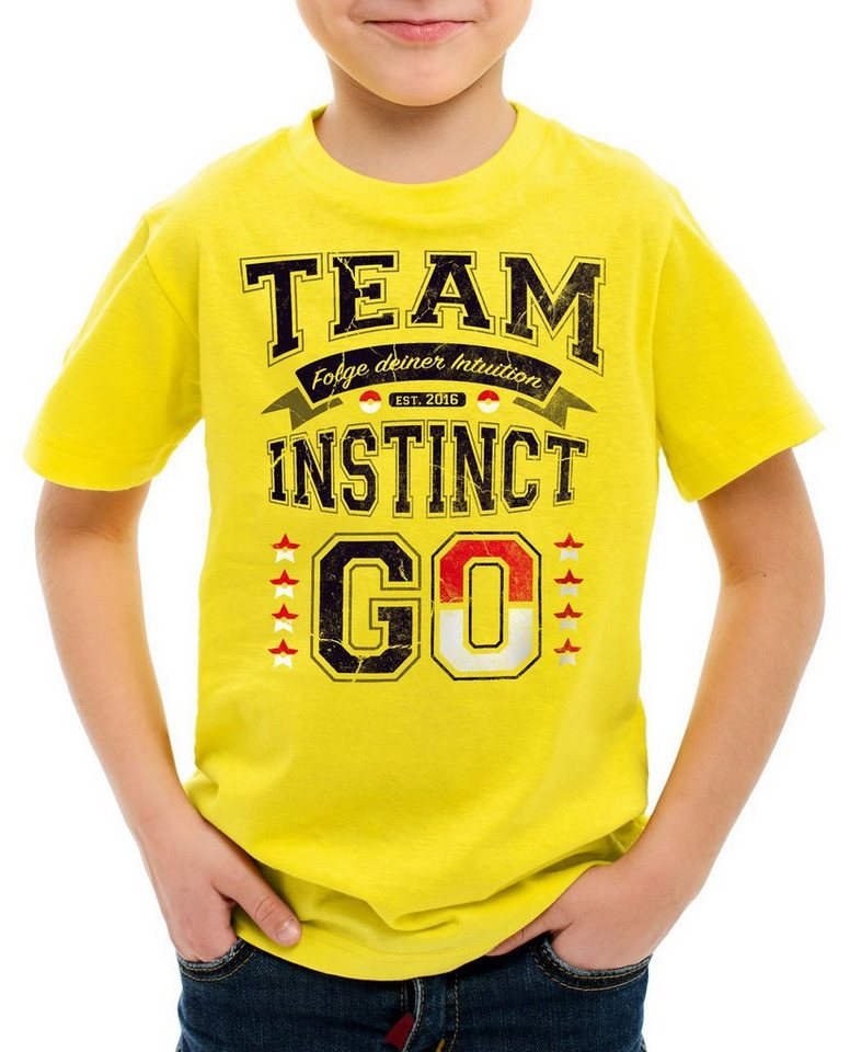 style3 Print-Shirt Kinder T-Shirt Team Gelb Instinct Intuition poke go catch blitz ball spiel arena von style3
