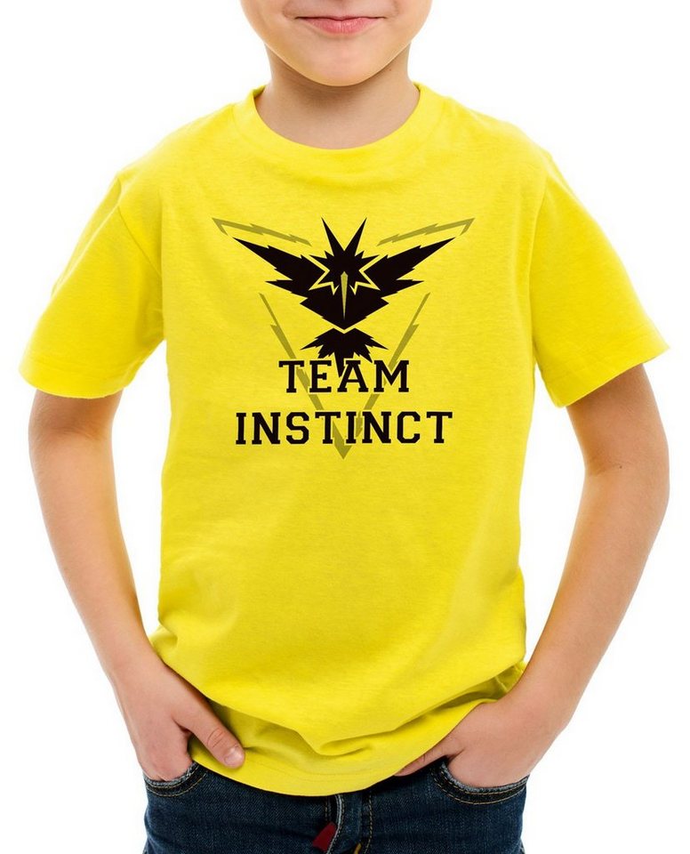 style3 Print-Shirt Kinder T-Shirt Team Instinct gelb instinkt intuition boy poeball poke arena game von style3