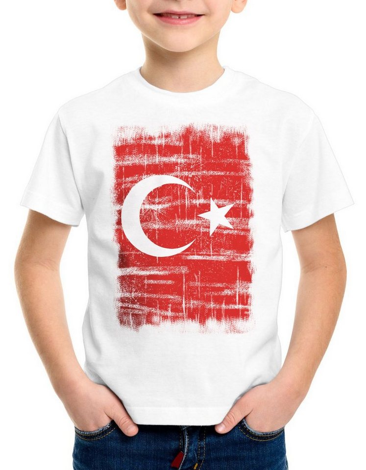 style3 Print-Shirt Kinder T-Shirt Türkei Vintage Flagge EM WM Olympia von style3