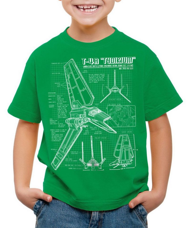 style3 Print-Shirt Kinder T-Shirt Tydirium Lambda T-4A Shuttle T-Shirt blaupause raumfähre von style3