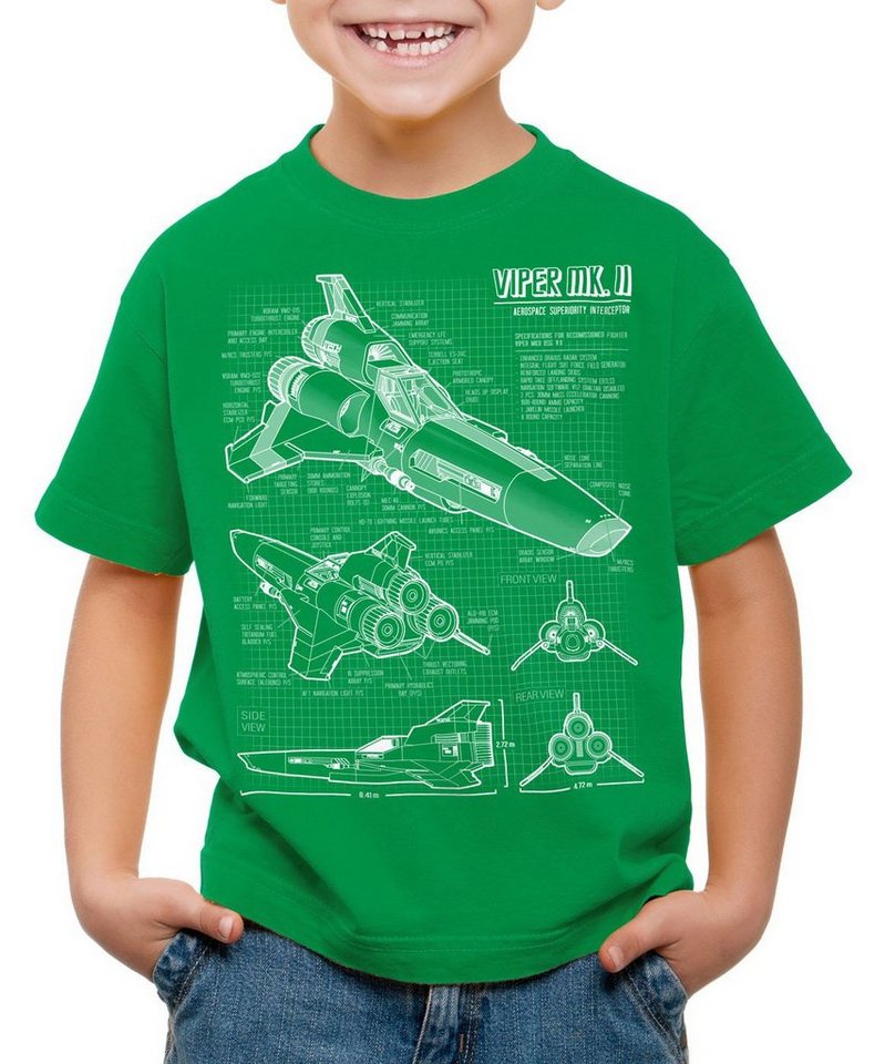 style3 Print-Shirt Kinder T-Shirt Viper Blaupause kampfstern von style3