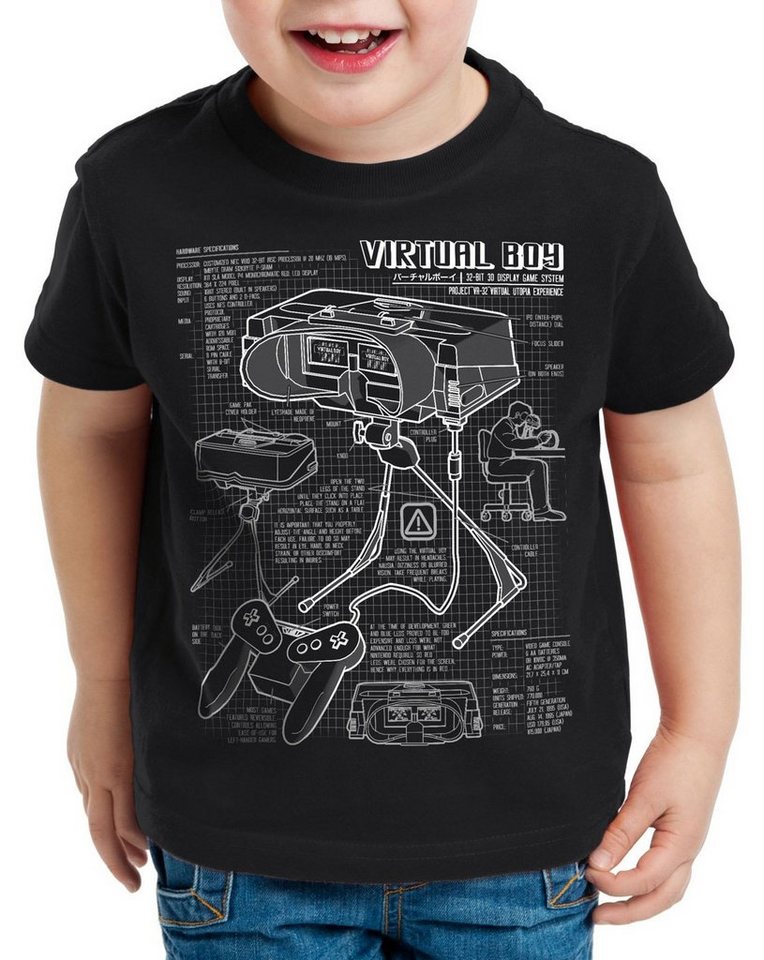 style3 Print-Shirt Kinder T-Shirt Virtual Boy Blaupause 32-Bit videospiel controller von style3