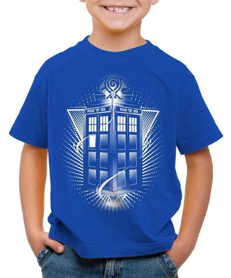 style3 Print-Shirt Kinder T-Shirt Wibbly Wobbly zeitreise serie polizei notrufzelle von style3