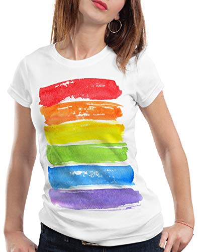 style3 Regenbogenflagge Damen T-Shirt LGBT Liebe toleranz, Größe:L von style3