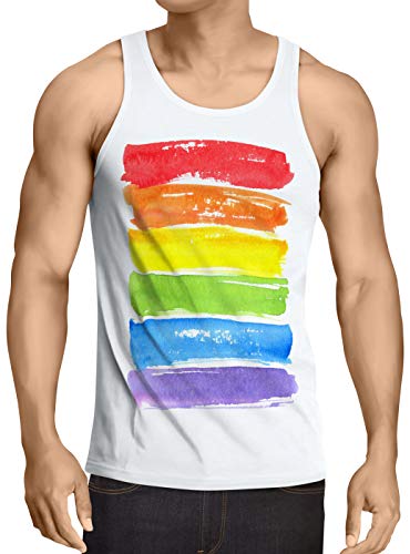 style3 Regenbogenflagge Herren Tank Top Pride CSD LGBT-Q Liebe toleranz, Größe:L von style3