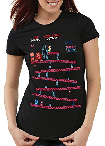 style3 Retro Kong Damen T-Shirt Donkey Geek NES Nerd Gamer, Größe:S von style3