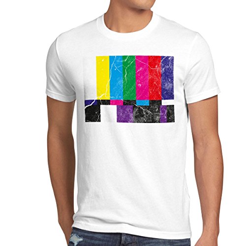 style3 Retro Testbild Herren T-Shirt Sheldon, Größe:M;Farbe:Weiß von style3