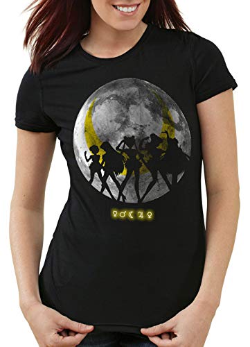 style3 Sailor Senshi T-Shirt Damen mond mondstein Moon Luna Mars Planet Anime, Farbe:Schwarz, Größe:XXL von style3