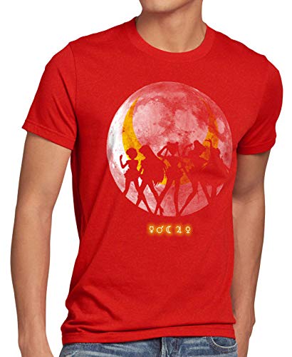 style3 Sailor Senshi T-Shirt Herren mond mondstein Moon Luna Mars Planet Anime, Größe:XL, Farbe:Rot von style3