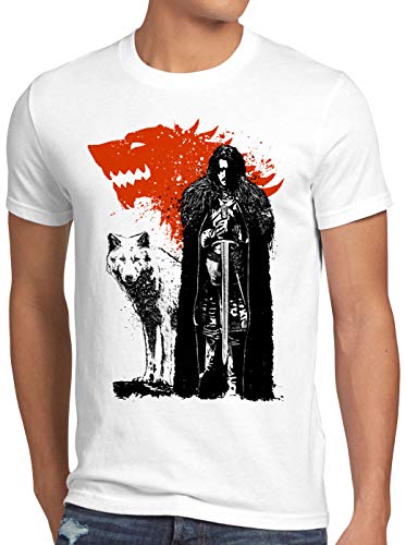 style3 Schattenwolf Herren T-Shirt Snow Winterfell Jon königslande, Größe:L von style3