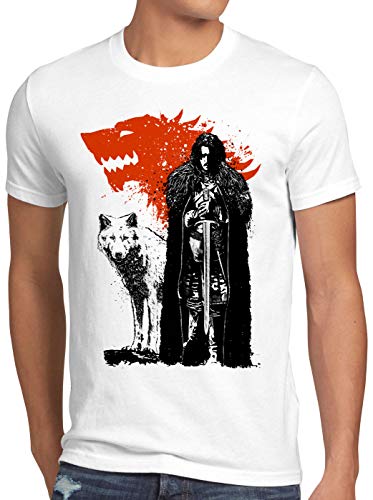 style3 Schattenwolf Herren T-Shirt Snow Winterfell Jon königslande, Größe:M von style3
