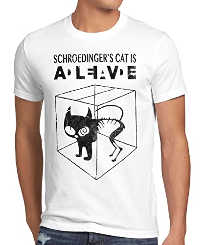 style3 Sheldon Schroedingers Katze Herren T-Shirt Bekleidung Alive Dead Physik Experiment, Größe:XXL, Farbe:Weiß von style3