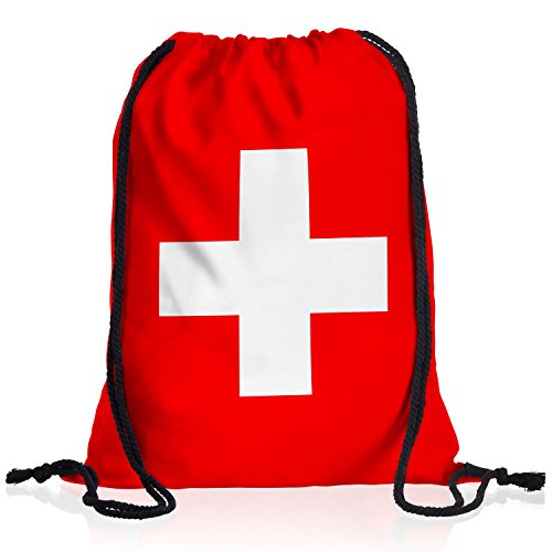 style3 Schweiz Turnbeutel Rucksack Tasche Switzerland Flagge WM EM Sport Beutel Festival Fahne Uni Schule Bunt von style3