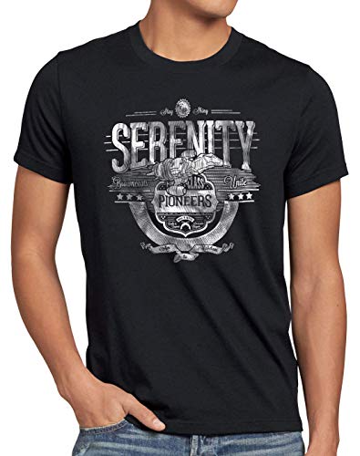 style3 Serenity Firefly Herren T-Shirt Aufbruch Allianz Raumschiff, Größe:XL, Farbe:Schwarz von style3