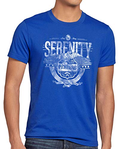 style3 Serenity Firefly Herren T-Shirt Aufbruch Allianz Raumschiff, Größe:XXL, Farbe:Blau von style3