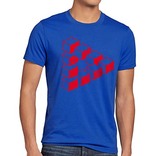 style3 Sheldon Cube Herren T-Shirt dreieck Escher, Größe:M;Farbe:Blau von style3