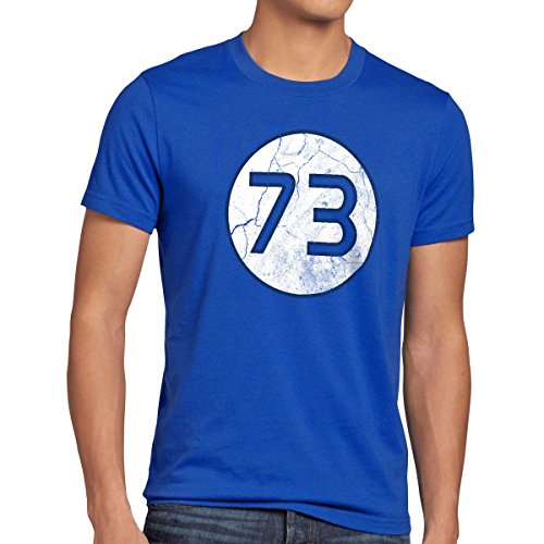 style3 Sheldon Lieblingszahl 73 Herren T-Shirt, Größe:L;Farbe:Blau von style3