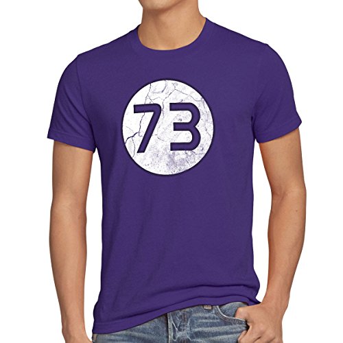 style3 Sheldon Lieblingszahl 73 Herren T-Shirt, Größe:L;Farbe:Lila von style3