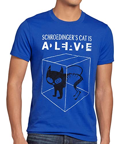 style3 Sheldon Schroedingers Katze Herren T-Shirt Bekleidung Alive Dead Physik Experiment, Größe:L, Farbe:Blau von style3