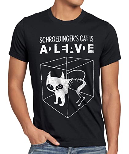 style3 Sheldon Schroedingers Katze Herren T-Shirt Bekleidung Alive Dead Physik Experiment, Größe:5XL, Farbe:Schwarz von style3