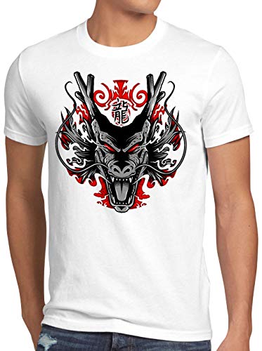 style3 Shenlong Herren T-Shirt Drache Z Goku Vegeta Ball, Größe:L, Farbe:Weiß von style3