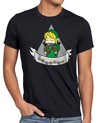 style3 Song of Time Herren T-Shirt link Hyrule Ocarina, Größe:L, Farbe:Schwarz von style3