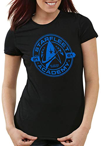 style3 Starfleet Academy Damen T-Shirt Trekkie Trek Kirk Spock, Farbe:Schwarz, Größe:XL von style3