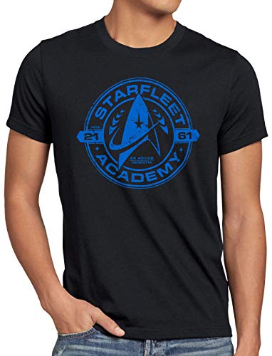 style3 Starfleet Academy Herren T-Shirt Trekkie Trek Kirk Spock, Größe:5XL, Farbe:Schwarz von style3