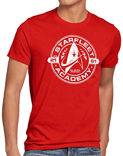 style3 Starfleet Academy Herren T-Shirt Trekkie Trek Kirk Spock, Größe:M, Farbe:Rot von style3