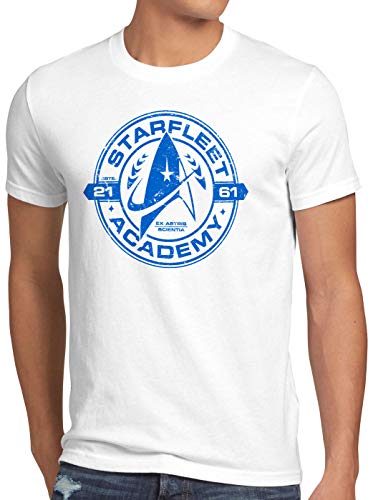 style3 Starfleet Academy Herren T-Shirt Trekkie Trek Kirk Spock, Größe:XL, Farbe:Weiß von style3