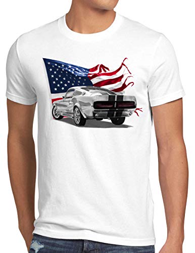 style3 Stars and Stripes Muscle Car Herren T-Shirt Eleanor mus-Tang, Größe:M, Farbe:Weiß von style3