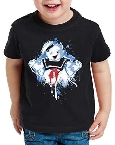 style3 Stay Puft Marshmallow Mann T-Shirt für Kinder geisterjäger schaumzucker, Farbe:Schwarz, Größe:116 von style3