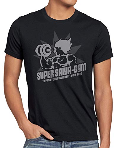 style3 Super Saiya Gym Herren T-Shirt Anime Turtle Ball Z Son-Goku Dragon Sport Fitness Push Power, Größe:L, Farbe:Schwarz von style3