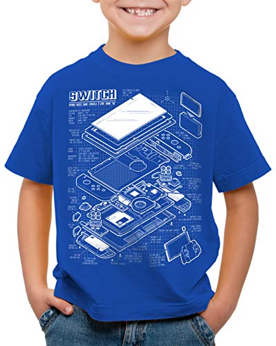 style3 Blaupause T-Shirt für Kinder pro Gamer Konsole Joypad, Farbe:Blau, Größe:128 von style3