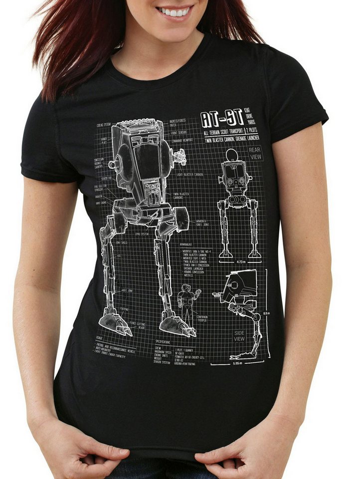 style3 T-Shirt AT-ST Blaupause walker star krieg wars imperium der sterne vader von style3