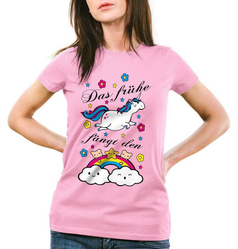 style3 T-Shirt Das frühe Einhorn fängt Regenbogen Unicorn spruch fun süß kinder von style3