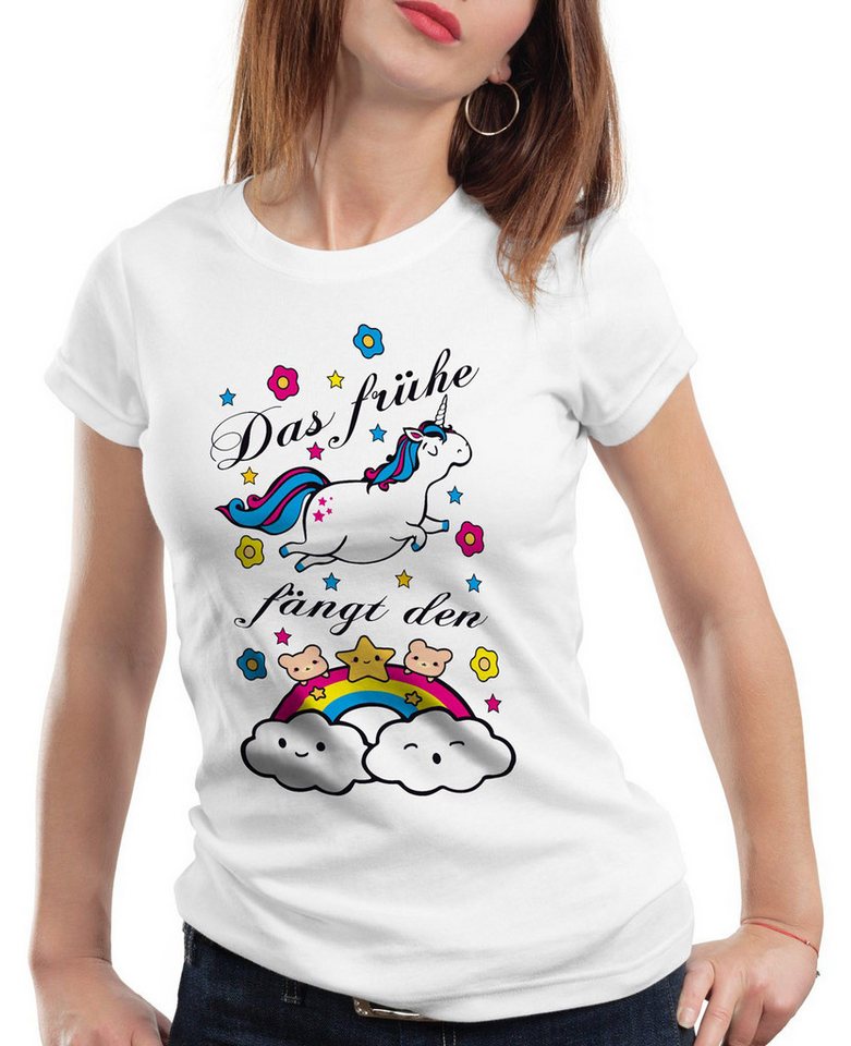 style3 T-Shirt Das frühe Einhorn fängt Regenbogen Unicorn spruch fun süß kinder von style3