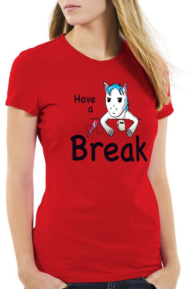 style3 T-Shirt Have a Break Einhorn Unicorn pause fun funshirt spruch bar pferd von style3
